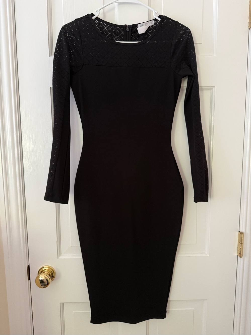 Love Fire | Elegant Black Long-Sleeve Bodycon Dress | XS